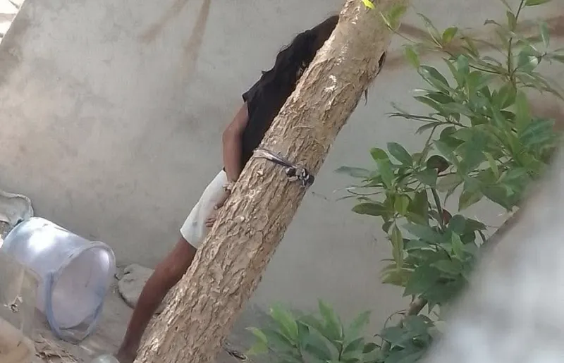 8 އަހަރު ކުއްޖެއް ގަހެއްގައި ބަނދެފައި ބެހެއްޓި މައްސަލައެއް ފުލުހުން ބަލަނީ