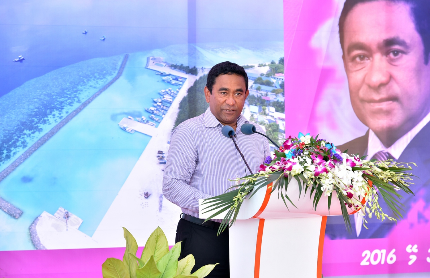 ރައީސް ޔާމީން ޖަލްސާއެއްގައި ވާހަކަ ދައްކަވަނީ. --ފޮޓޯ: ރައީސް އޮފީސް