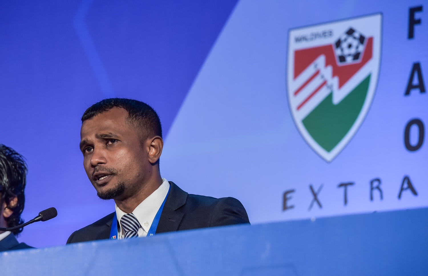 މާލެ: 31 މޭ 2016، އެފްއޭއެމްގެ އިންތިހާބީ ކޮންގްރެސް ތެރެއިން ތޯރިގް ވާހަކަފުޅު ދައްކަވަނީ. މި އިންތިހާބު ކާމިޔާބުކޮށް ރައީސަކަށް ހޮވުނީ އަހުމަދު ތޯރިގް (ޓޮމް).-- ފޮޓޯ:ނިޝާން އަލީ/މިހާރު