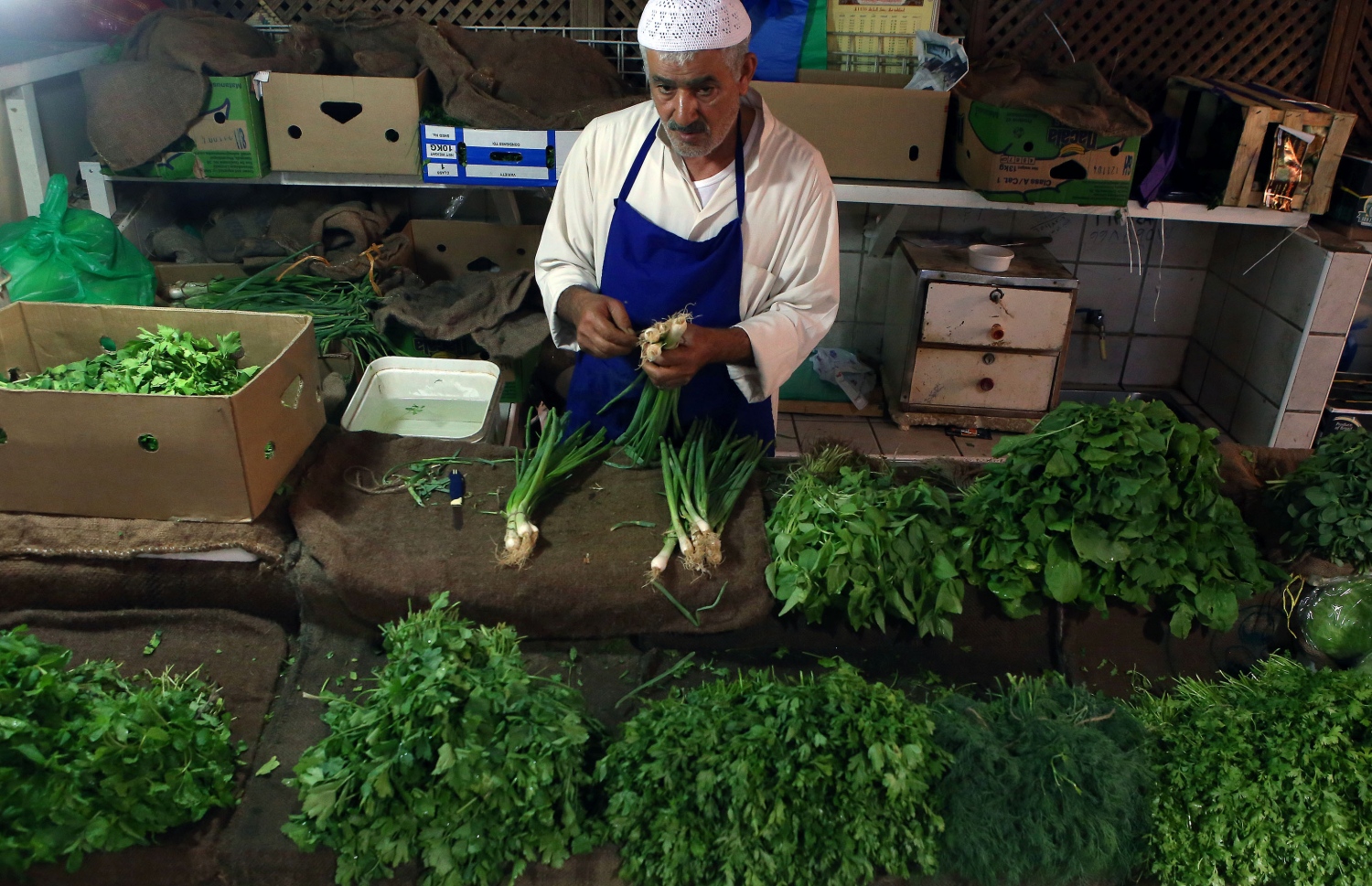 ކުވައިތު: ޖޫން 7، 2016: ރަމަޟާން މަހު ފުރަތަމަ ދުވަހުގެ ރޯދަ ވީއްލުމަށް ކުވޭތުގެ މާރުކޭޓެެއްގައި މީހަކު ސެލެޑް ހަދަނީ.-- ފޮޓޯ: އޭއެފްޕީ