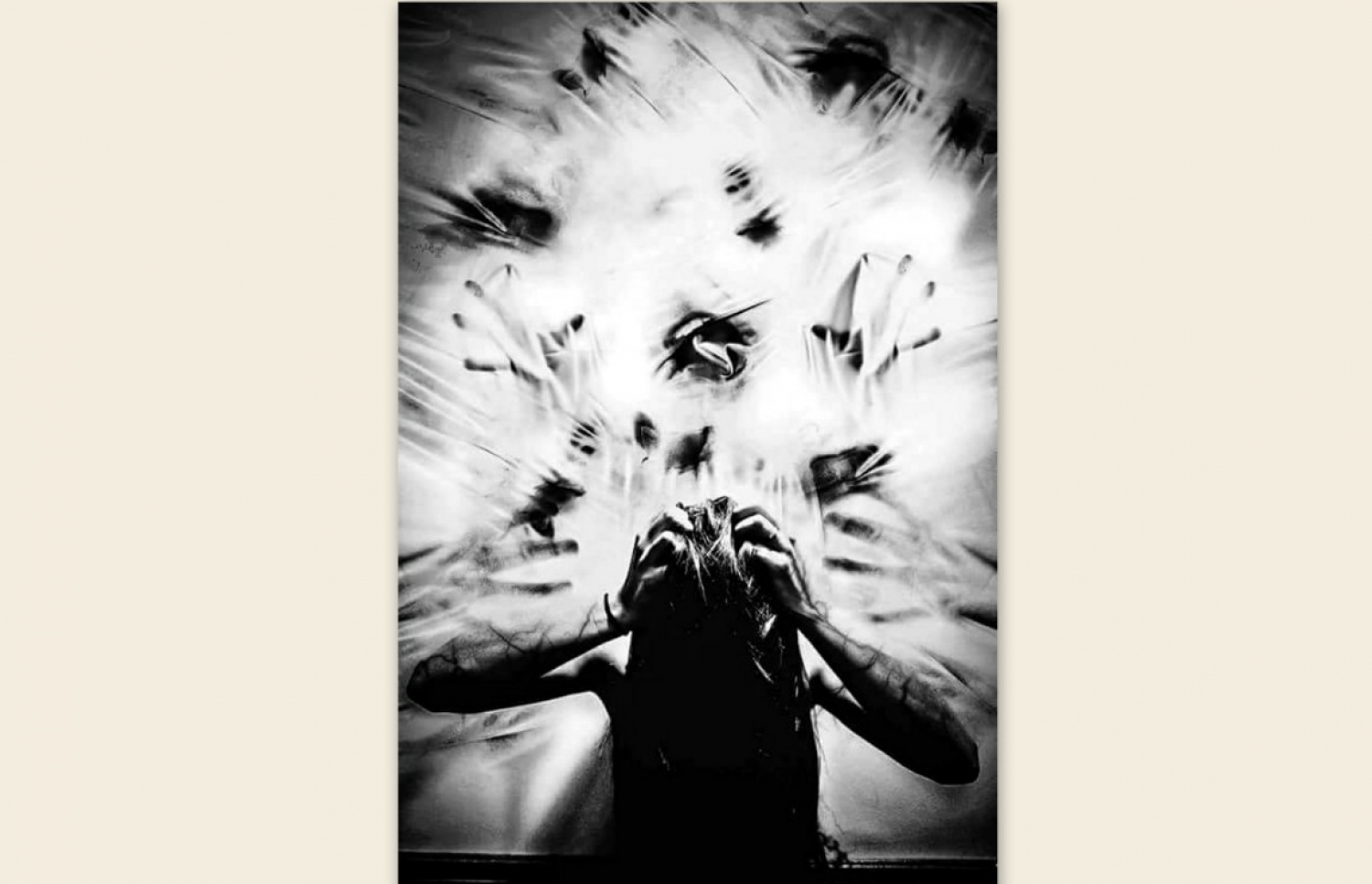 ސްކިޒޮފްރީނިއާ ހުންނަ މީހަކަށް ކުރެވޭ އިހުސާސްތައް ދައްކައިދޭ ފޮޓޯއެއް.