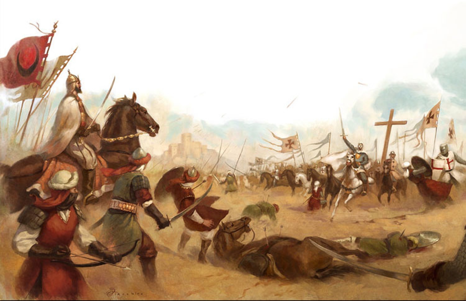 ޞަލީބީންނާ ދެކޮޅަށް މުސްލިމުން ކުރި ހަނގުރާމައެއްގެ ޚިޔާލީ ކުރެހުމެއް.