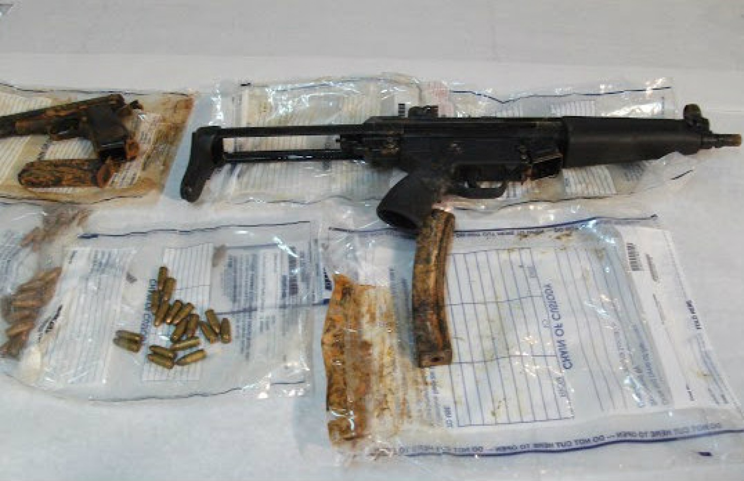 ހިބަޅިދޫން ފެނުނު ހަތިޔާރުތައް ދައްކާލަނީ: އޭގެ ތެރޭގައި އާރުޑީއެކްސް .-- ފޮޓޯ: މޯލްޑިވްސް އިންޑިޕެންޑެންޓް