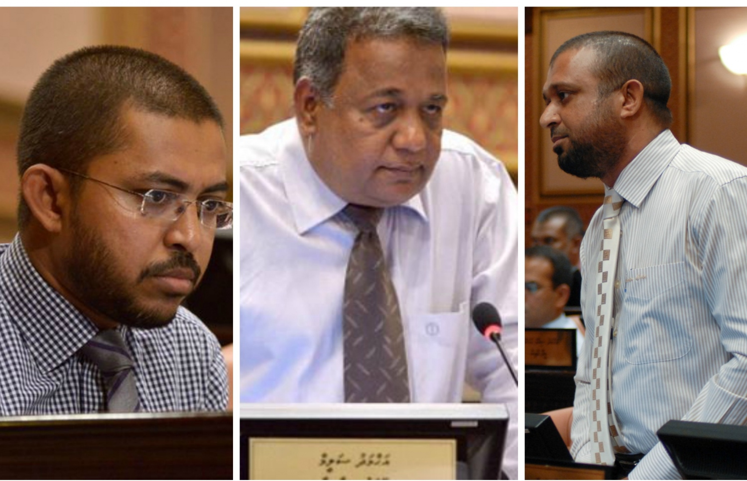 ރައްޔިތުންގެ މަޖިލީހުގެ ޕީޕީއެމް ތިން މެމްބަރުން. (ކ) އިން (ވ) އަށް. ނާޒިމް ރަޝާދު، އަހުމަދު ސަލީމް އަދި އަމީތު. މެމްބަރު އަމީތަކީ ކުރިން މީޑިއާގައި މަސައްކަތްކުރެއްވި ބޭފުޅެއް - ފޮޓޯ: މަޖިލިސް