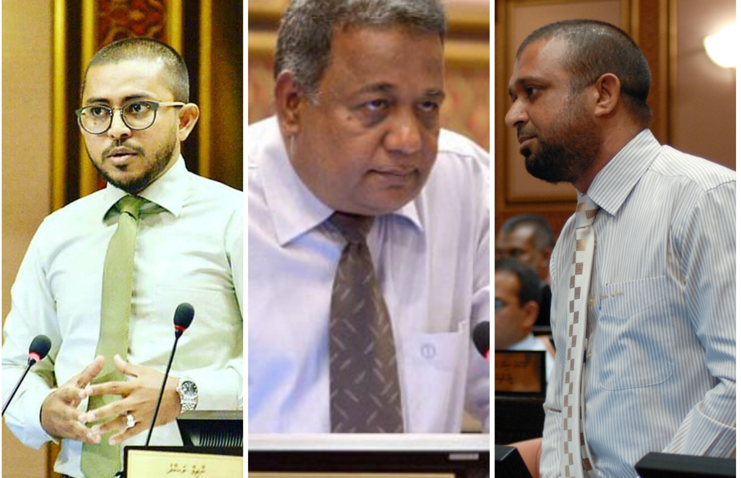 ރައްޔިތުންގެ މަޖިލީހުގެ ޕީޕީއެމްގެ ތިން މެމްބަރުން ކަމަށްވާ ނާޒިމް ރަޝާދު (ކ)، އަހުމަދު ސަލީމް (މ) އަދި އަމީތު (ވ). ފޮޓޯ: މަޖިލިސް