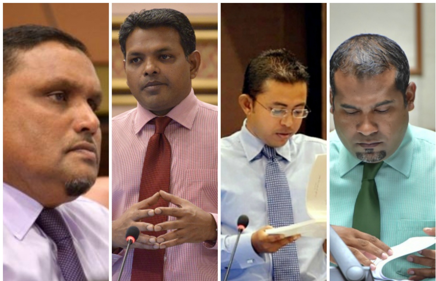 ޕީޕީއެމް ޕާލަމެންޓްރީ ގްރޫޕުން އިއްޔެ ފިޔަވަޅު ހަތަރު މެމްބަރުން. (ކ) އިން (ވ) އަށް. ހަލީލް، އަމީތު، ނަޝީދު އަދި ހުސެއިން މަނިކު ދޮންމަނިކު. - ފޮޓޯ: މަޖިލިސް