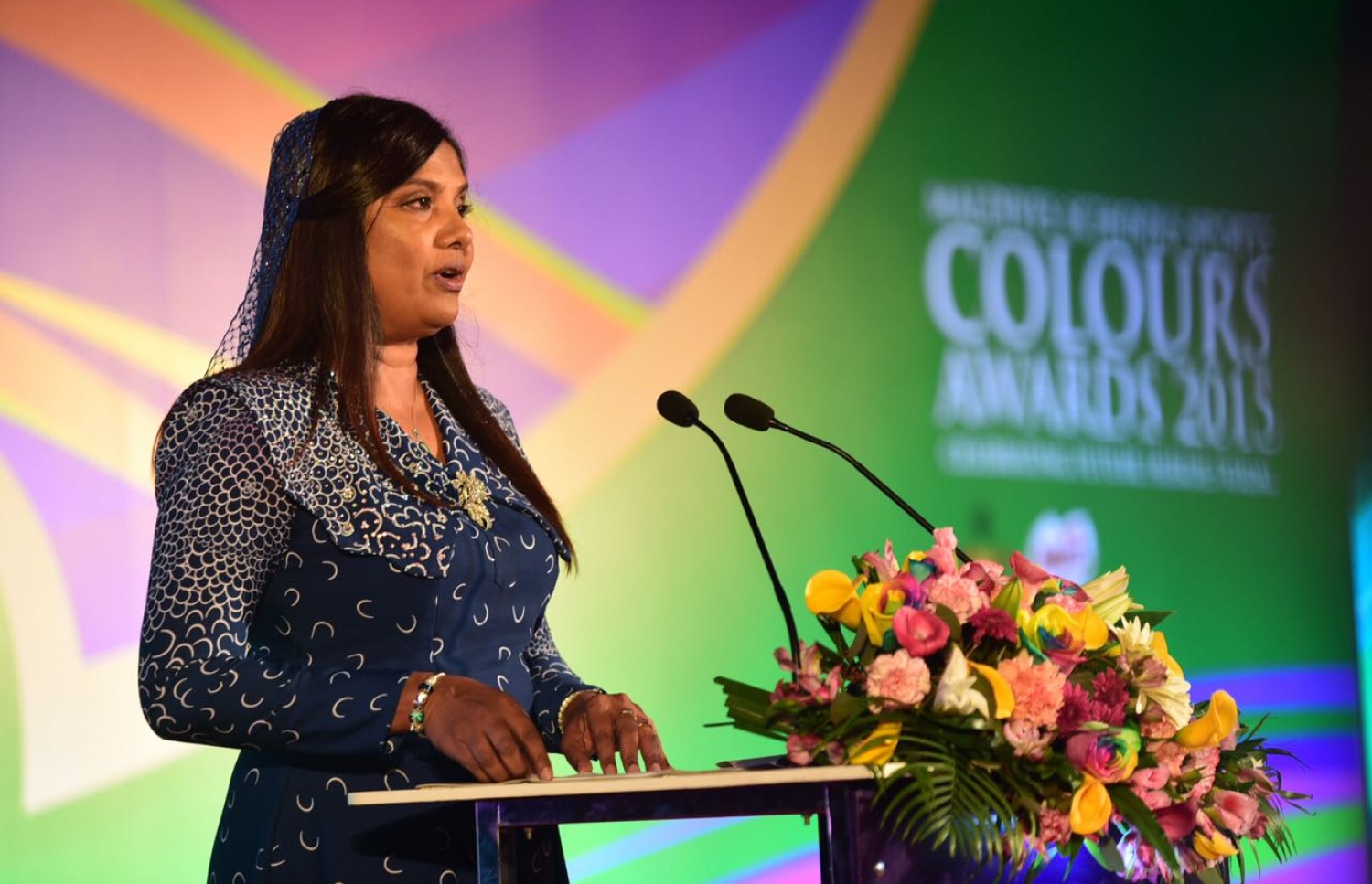 ކަލާސް އެވޯޑު ހަފުލާގައި އެޑިއުކޭޝަން މިނިސްޓަރު ޑރ. އާއިޝަތު ޝިހާމް ރޭ ވާހަކަ ދައްކަވަނީ.-- ފޮޓޯ: ހުސެއިން ޝަޔާހު\ މިހާރު