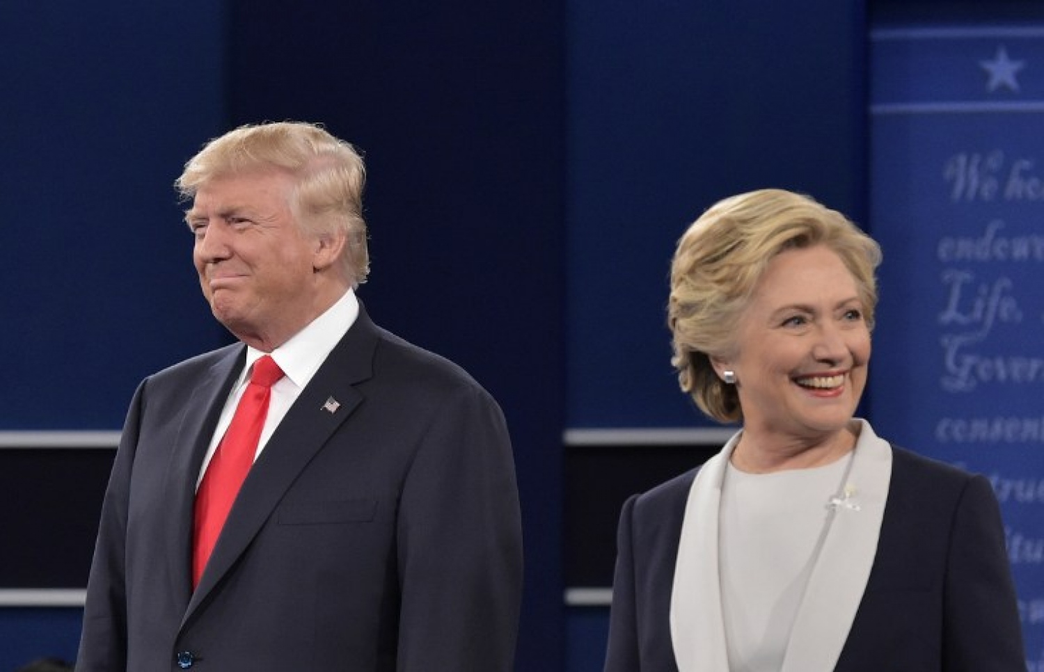 ހިލަރީ ކްލިންޓަނާއި ޑޮނަލްޑް ޓްރަމްޕް. --ފޮޓޯ:އޭއެފްޕީ