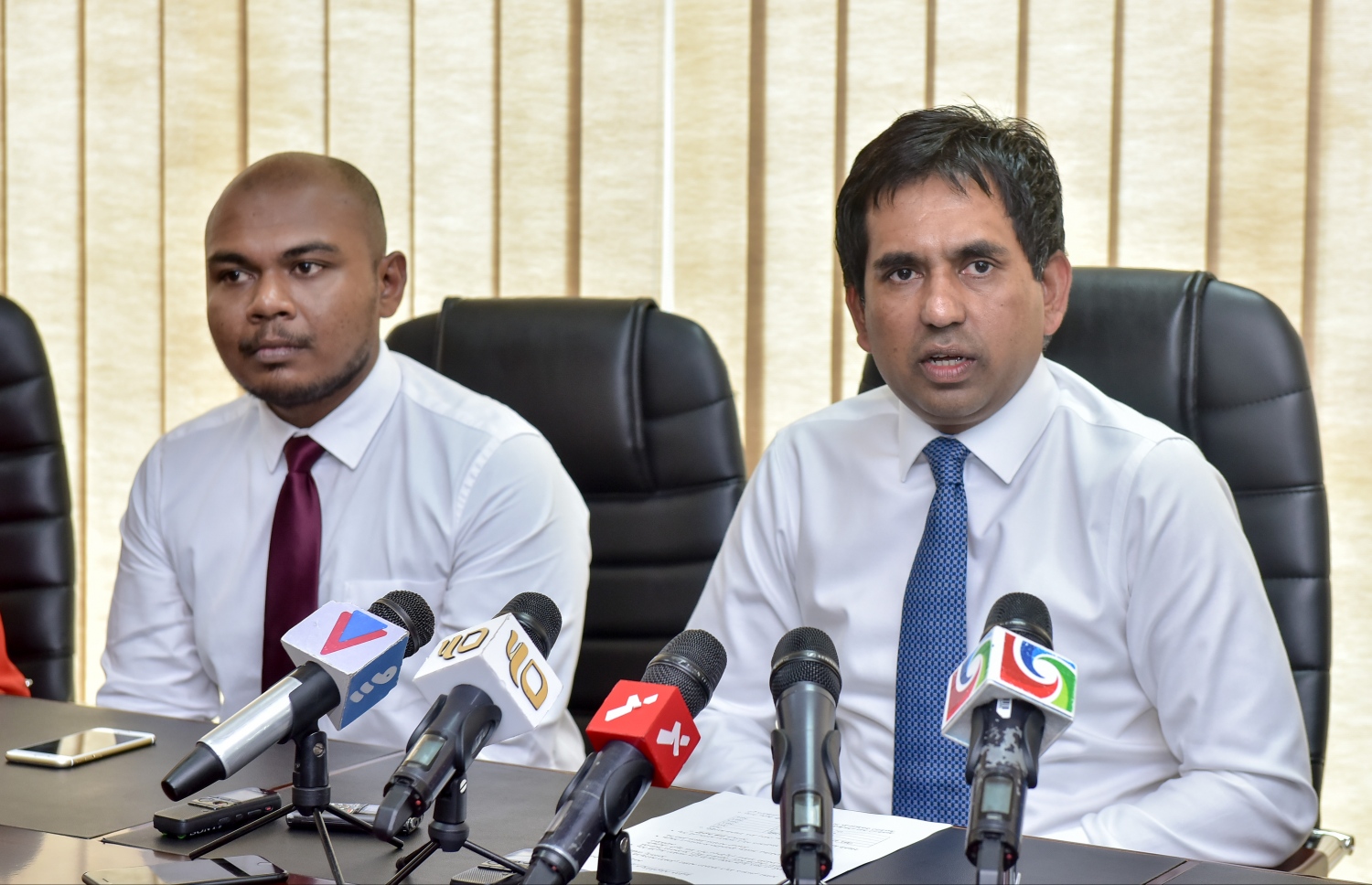 އިކޮނޮމިކް މިނިސްޓްރީގައި މިއަދު ބޭއްވި ނޫސްވެރިންގެ ބައްދަލުވުމުގައި މިނިސްޓަރު ސައީދު ވާހަކަ ދައްކަވަނީ.-- ފޮޓޯ: ނިޝާން އަލީ/ މިހާރު