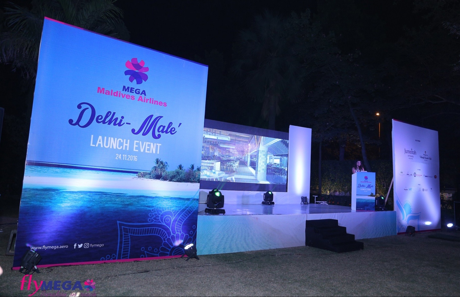 ނިއު ދިއްލީ، އިންޑިއާ: ނޮވެމްބަރު 24، 2016- ރާއްޖޭގެ މެގަ މޯލްޑިވްސް އިން އިންޑިއާ އަށް ދަތުރުތައް ފެށުން ފާހަގަކުރުމަށް ނިއު ދިއްލީގައި ބޭއްވި ހަފުލާގެ ތެރެއިން.-- ފޮޓޯ: މެގަ މޯލްޑިވްސް