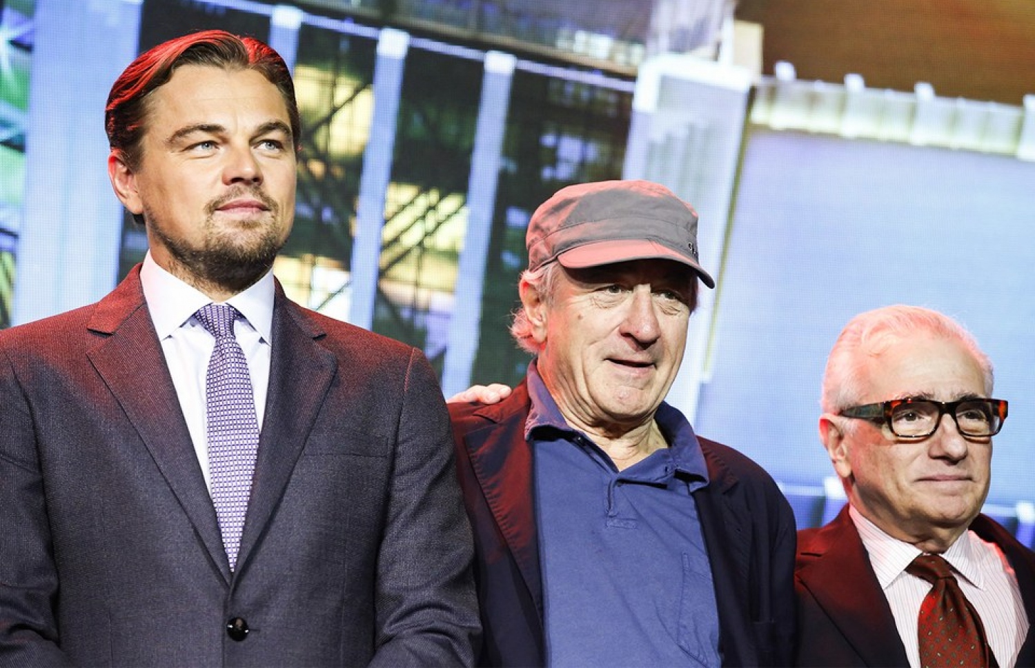 ރޮބަޓް ޑެ ނީރޯ (މެދުގައި) ލިއޮނާޑޯ އާއި މާޓިން ސްކޮސިސްއާ އެކު.