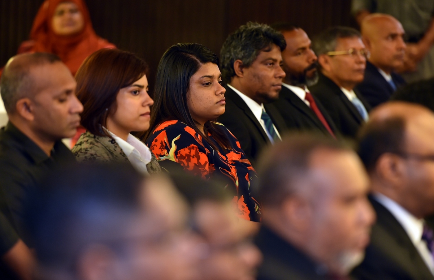 މާލެ: ޑިސެމްބަރު 5، 2016: ވިޔަފާރި އަށް ފަހި މާހައުލެއް ގާއިމުކުރަން ޝަރުއީ ދާއިރާއާ ގުޅިގެން ކުރެވޭނެ ކަންކަމާ ގުޅޭ ގޮތުން ބާއްވާ މަހާސިންތާ ފެށުމުގެ ރަސްމިއްޔާތުގައި މަތީ މަރުހަލާގެ ކޯޓުތަކުގެ ފަނޑިޔާރުންނާއި ޝަރުއީ ދާއިރާގެ އިދާރީ މުވައްޒަފުންނާއި އަދި ދައުލަތުގެ ކަމާ ބެހޭ ފަރާތްތަކުން ބައިވެރިވަނީ.-- ފޮޓޯ: ރައީސް އޮފީސް