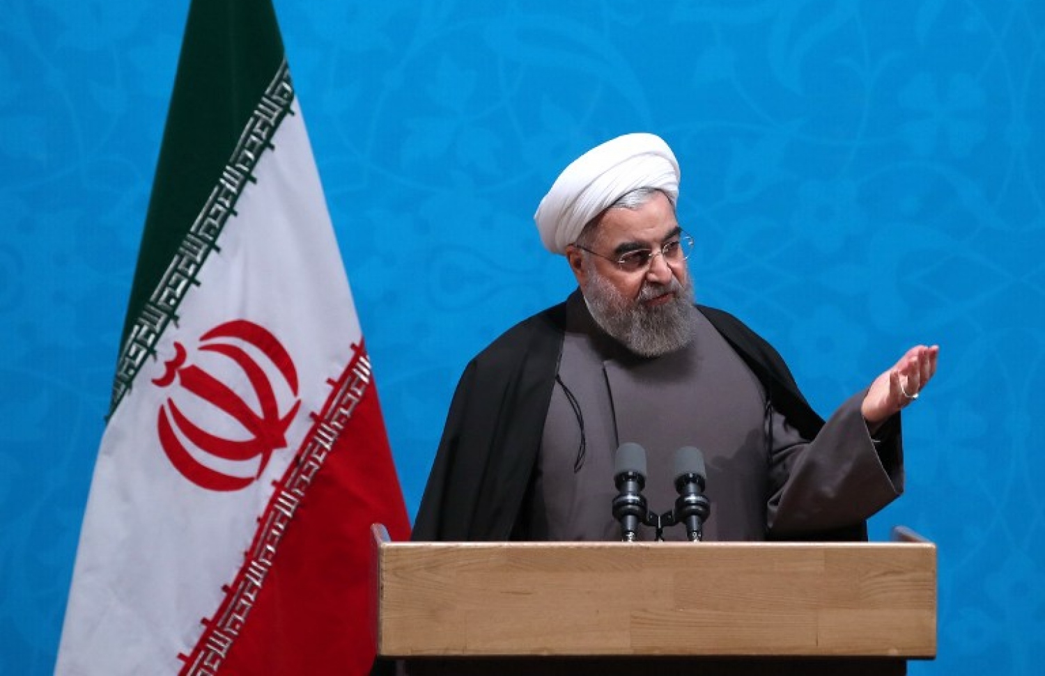 ތެހެރާން ޔުނިވާސިޓީގައި އީރާންގެ ރައީސް ރޫހާނީ ވާހަކަ ދައްކަވަނީ. --ފޮޓޯ:އޭއެފްޕީ