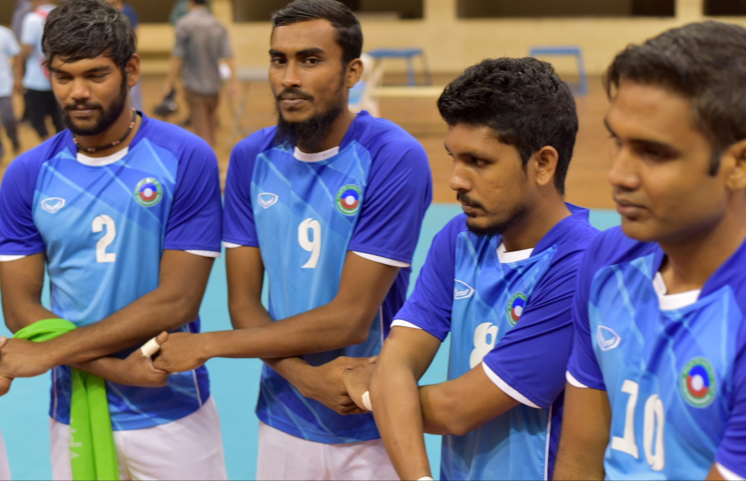 އޭވީސީ ސެންޓްރަލް ޒޯން ވޮލީބޯލް ޗެމްޕިއަންޝިޕަށް ގައުމީ ޓީމުން ބަންގްލަދޭޝްގައި ބޭއްވި ފުރަތަމަ ފަރިތަކުރުންތަކުގެ ތެރެއިން. --- ފޮޓޯ: މިހާރު