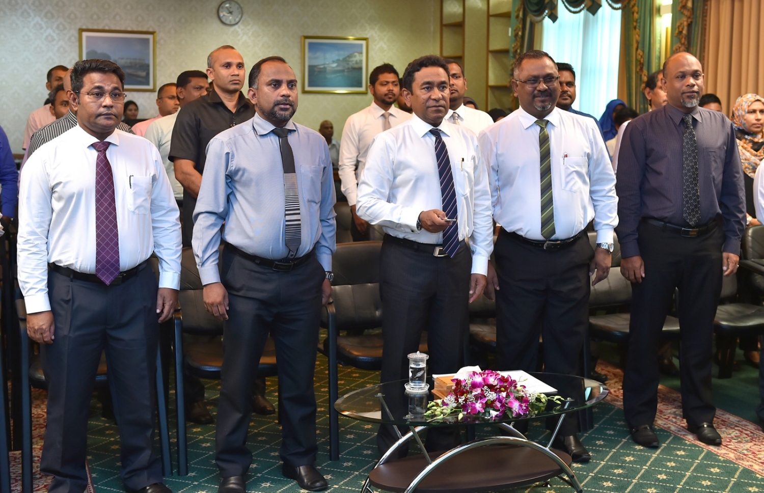 މާލެ: ޑިސެމްބަރު 29، 2016- ދީނީ މައުލޫމާތު ފެތުރުމަށް އިސްލާމިކް މިނިސްޓްރީ އާއި ޕީއެސްއެމް ގުޅިގެން އުފެއްދި ޓީވީ ޗެނަލް "މުންނާރު"، ރައީސް ޔާމީން އިފްތިތާހުކޮށް ދެއްވަނީ.--- ފޮޓޯ: ރައީސް އޮފީސް