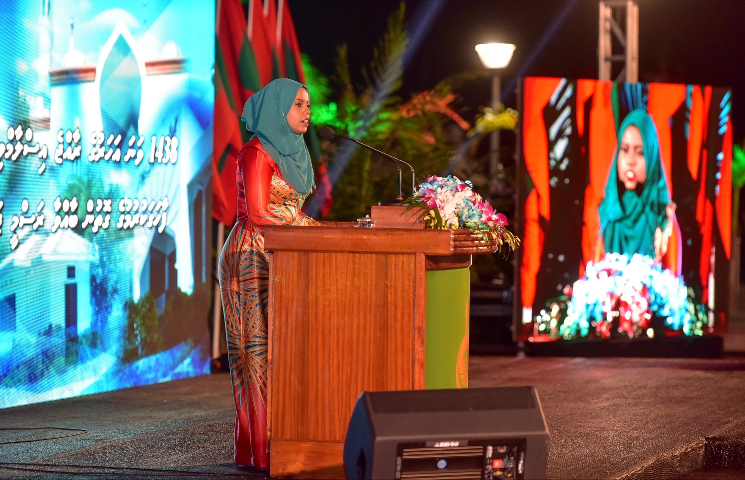 މާލެ: ޖެނުއަރީ 10، 2017- ރާއްޖެ އިސްލާމްވި ދުވަހުގެ މުނާސަބަތުގައި ބޭއްވި ޖަލްސާގައި، އެ ދުވަހާ ގުޅޭ ގޮތުން ވާހަކަ ދައްކަނީ.---ފޮޓޯ: ނިޝާން އަލީ/މިހާރު