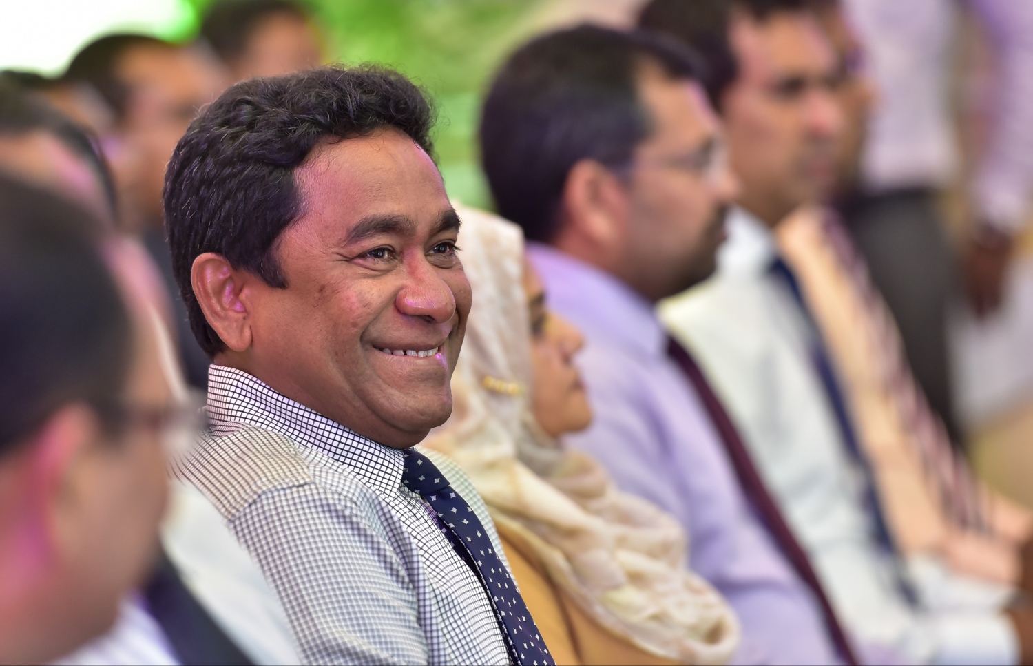 ކައުންސިލަރުން ޕީޕީއެމަށް ސޮއިކުރަން ބޭއްވި ރަސްމިއްޔާތުގައި ރައީސް ޔާމީން ބައިވެރިވެވަޑައިގަންނަވަނީ. --ފޮޓޯ: ނިޝާން އަލީ/ މިހާރު