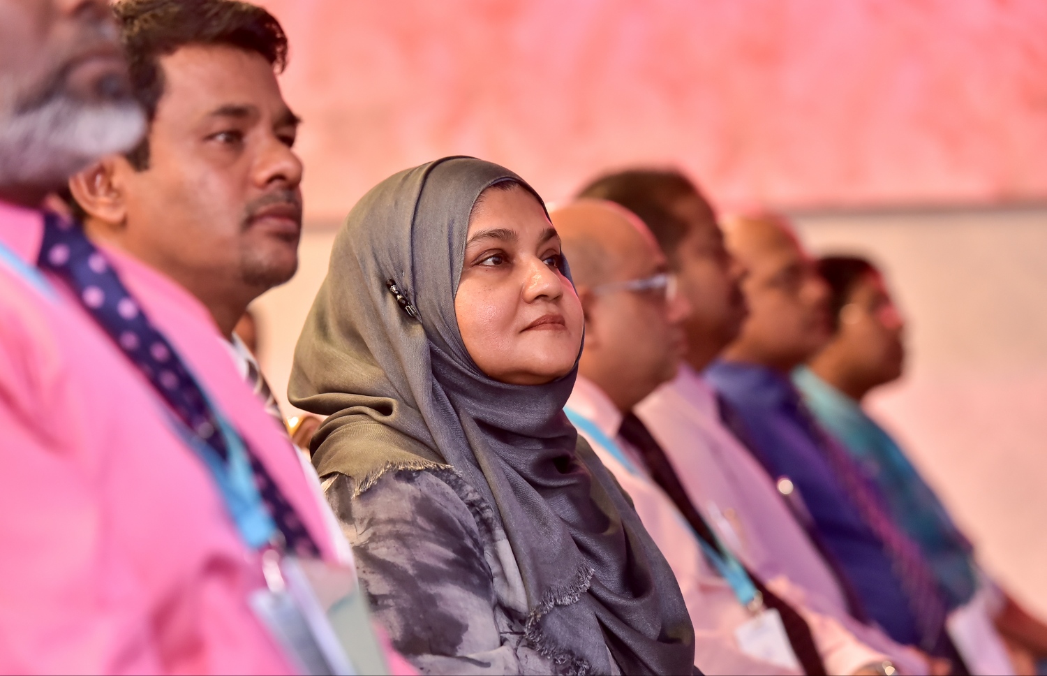 އައިޖީއެމްއެޗުގައި މިއަދު ބޭއްވި ރަސްމިއްޔާތުގައި ފަސްޓް ލޭޑީ ފާތުމަތު އިބްރާހިމް އާއި ހެލްތު މިނިސްޓަރު ނާޒިމް (ކ) ބައިވެރިވެވަޑައިގަންނަވަނީ -- ފޮޓޯ: ނިޝާން އަލީ