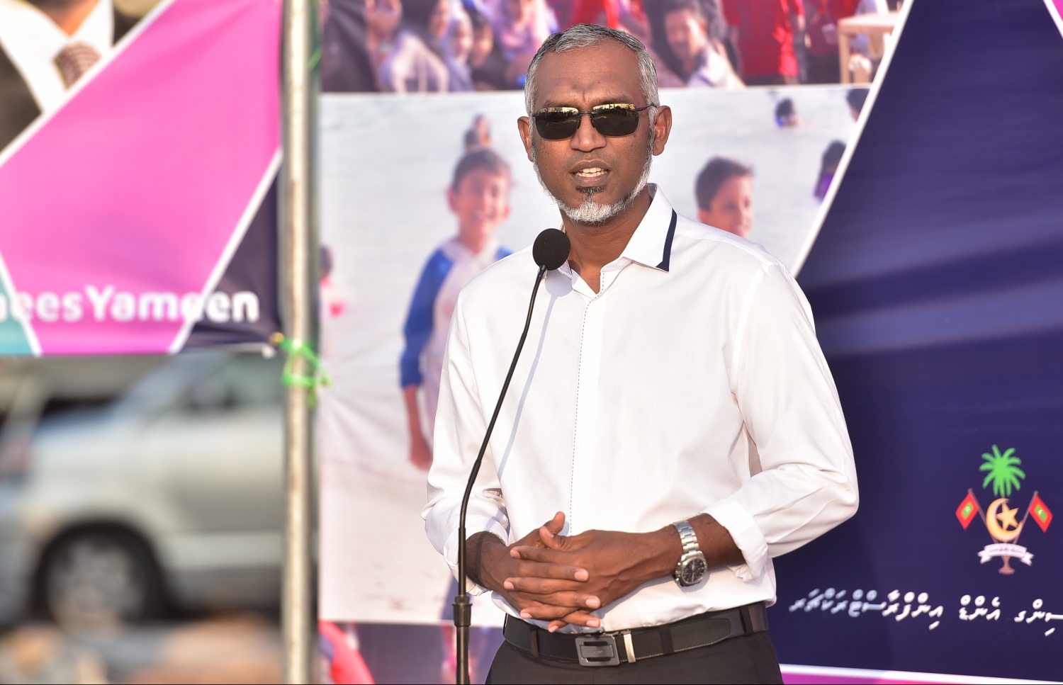 ހައުސިން މިނިސްޓްރީގެ ރަސްމިއްޔާތެއްގައި މިނިސްޓަރު މުއިއްޒު ވާހަކަ ދައްކަވަނީ.-- ފޮޓޯ: ހުސެއިން ވަހީދު/ މިހާރު