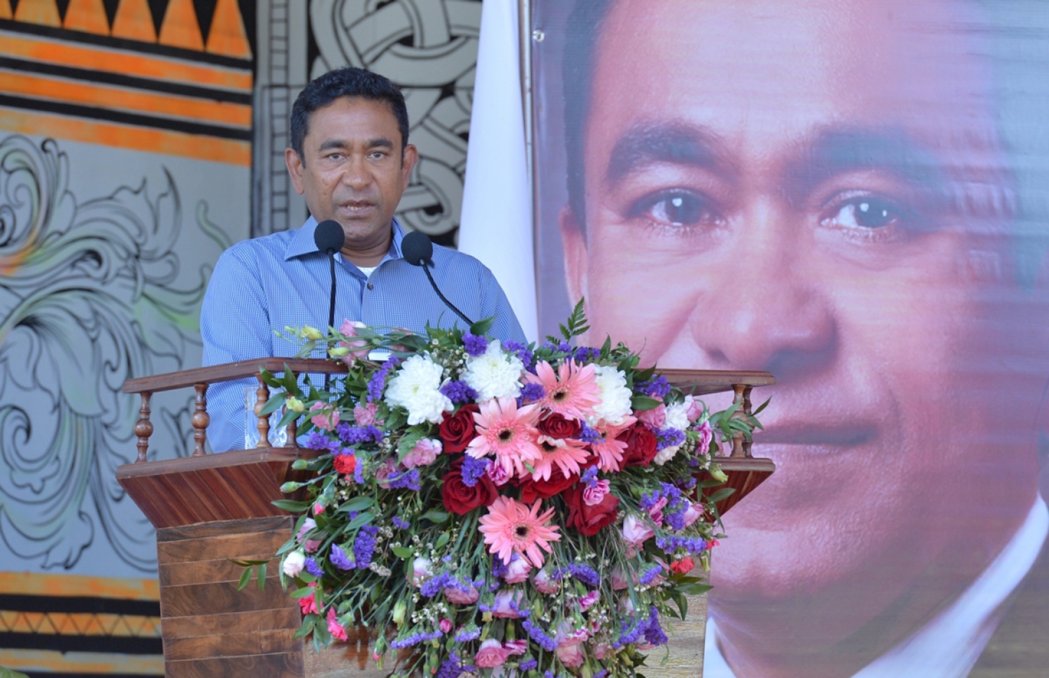 ކ. ހިންމަފުށި: ފެބްރުއަރީ 13، 2017- މި ރަށުގެ ބިން ހިއްކައި ނިންމުމުގެ ރަސްމިއްޔާތުގައި ރައީސް ޔާމީން ވާހަކަފުޅު ދައްކަވަނީ.