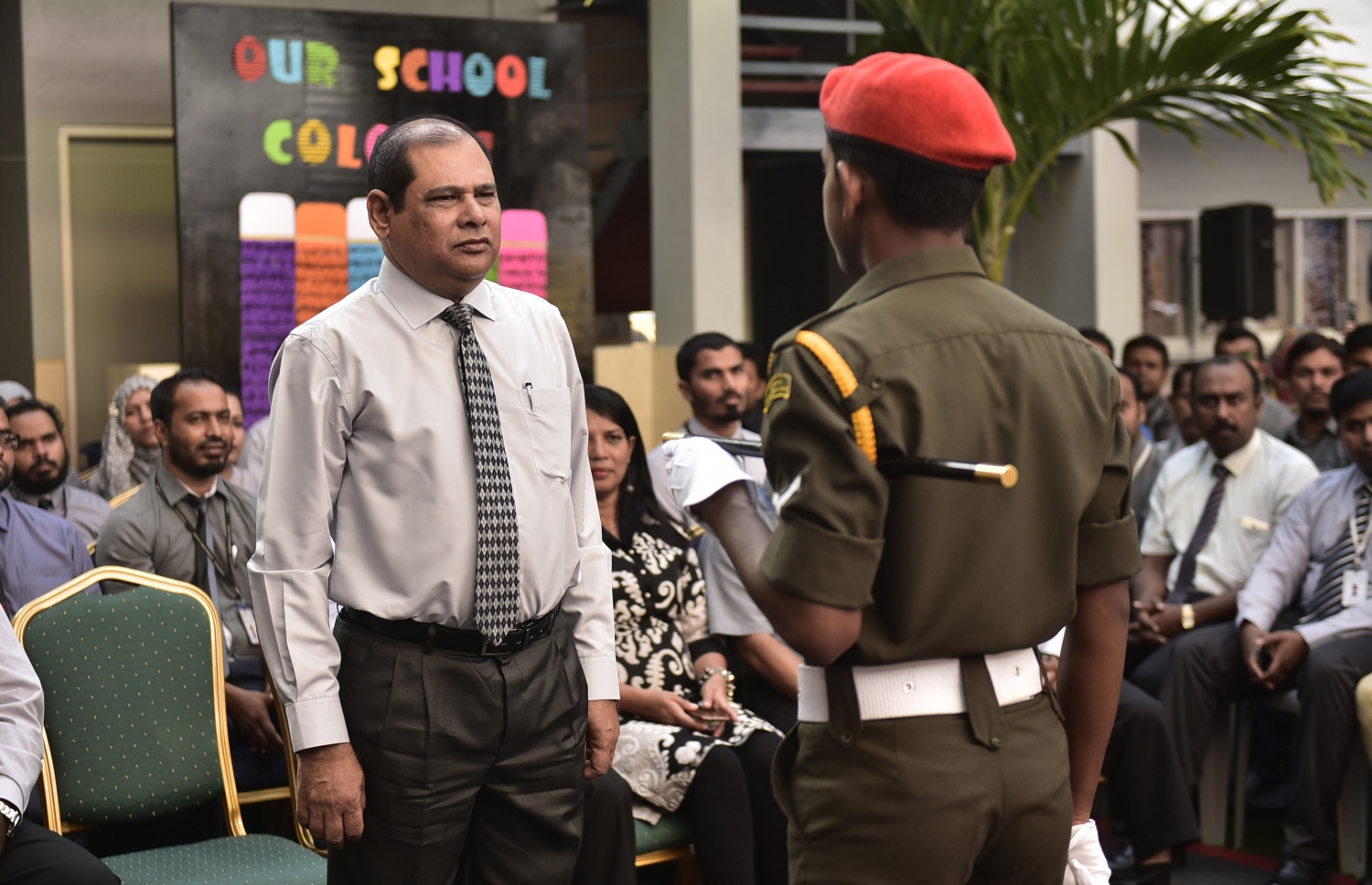 ފެބްރުއަރީ 21، 2017- އަހްމަދިއްޔާ އިންޓަނޭޝަނަލް ސްކޫލުގެ 35 ވަނަ އަހަރީ ދުވަސް ފާހަގަ ކުރުމަަށް އެ ސުކޫލްގައި ބޭއްވި ހާއްސަ އެސެމްބްލީގެ ތެރެއިން.---ފޮޓޯ: ހުސެއިން ވަހީދު/މިހާރު