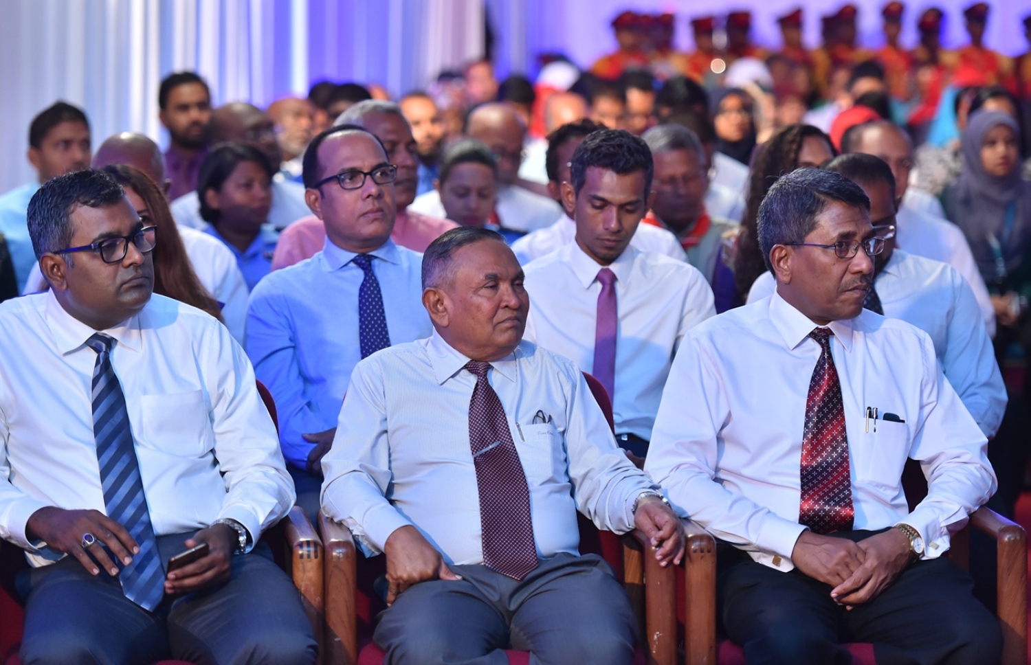 މާލެ: މާޗް 8، 2017: ބައިނަލްއަގުވާމީ އަންހެނުންގެ ދުވަސް ފާހަގަކުރަން ދަރުބާރުގޭގައި ބޭއްވި ޖަލްސާގެ ތެރެއިން.-- ފޮޓޯ: ރައީސް އޮފީސް