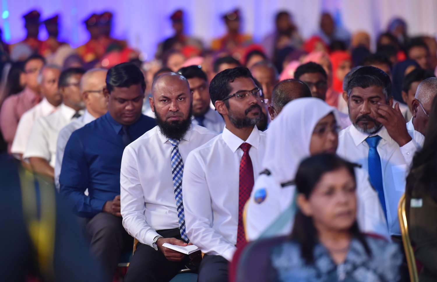 މާލެ: މާޗް 8، 2017: ބައިނަލްއަގުވާމީ އަންހެނުންގެ ދުވަސް ފާހަގަކުރަން ދަރުބާރުގޭގައި ބޭއްވި ޖަލްސާގެ ތެރެއިން.-- ފޮޓޯ: ރައީސް އޮފީސް
