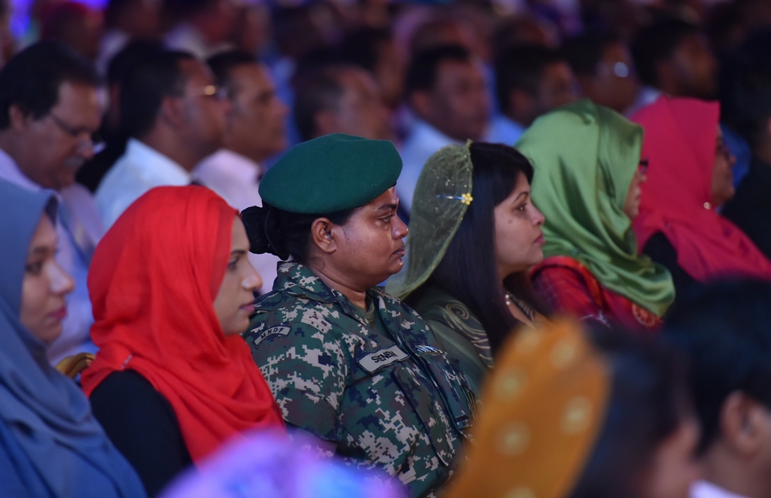 މާލެ: މާޗް 8، 2017: ބައިނަލްއަގުވާމީ އަންހެނުންގެ ދުވަސް ފާހަގަކުރަން ދަރުބާރުގޭގައި ބޭއްވި ޖަލްސާގެ ތެރެއިން.-- ފޮޓޯ: ރައީސް އޮފީސް