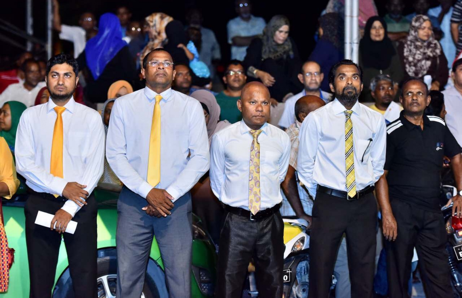 މާލެ: މޭ 4، 2017- ލޯކަލް ކައުންސިލްތަކުގެ އިންތިޚާބުގެ ކެމްޕެއިނާ ގުޅިގެން އިދިކޮޅު އެމްޑީޕީން މާލޭގައި ބޭއްވި ފަހު ޖަލްސާގެ ތެރެއިން.---މިހާރު ފޮޓޯ: ނިޝާން އަލީ