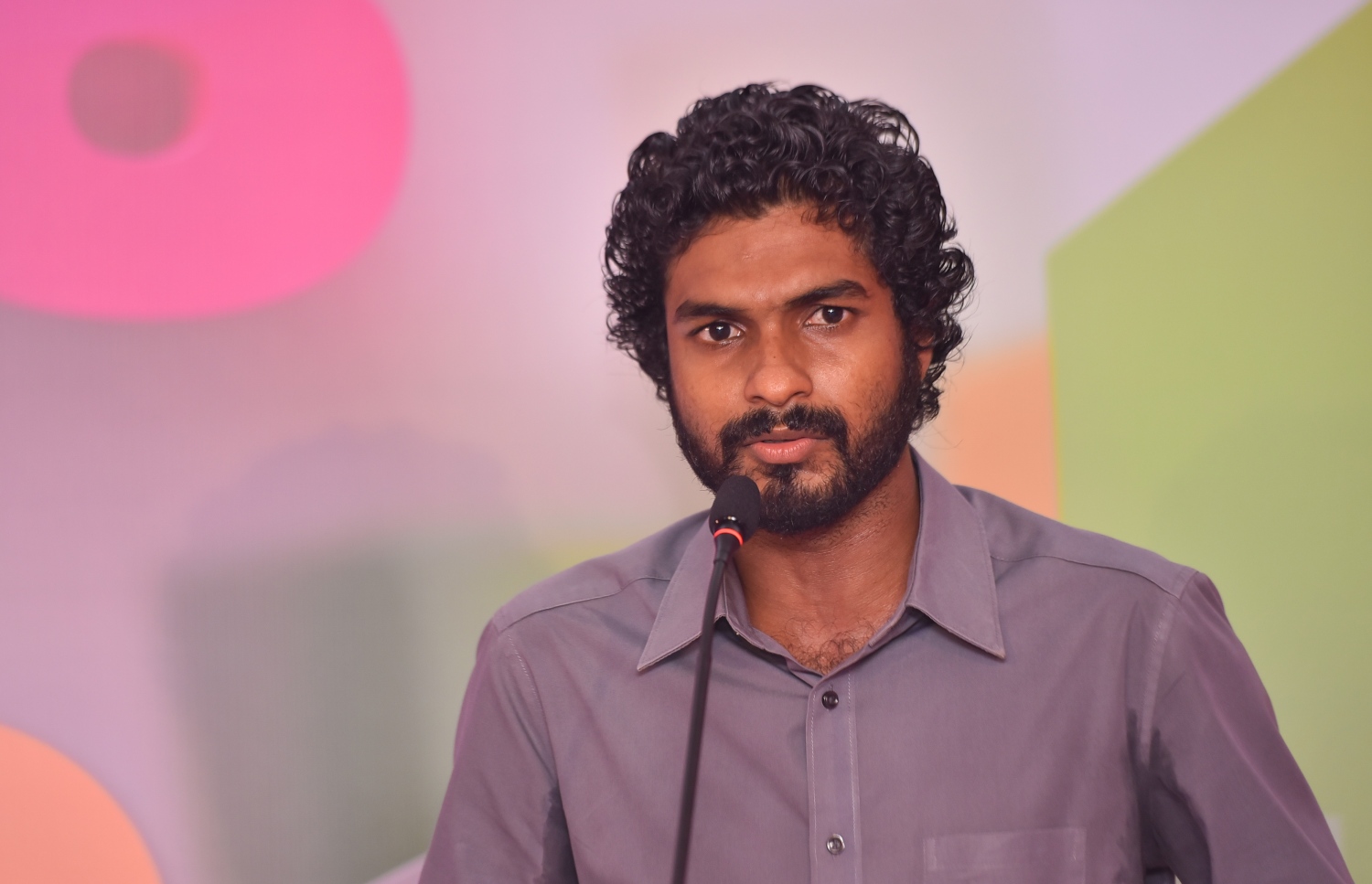 މާލެ، މޭ 14، 2017- ޕީޕީއެމް ކޯލިޝަނުން އެމްޑީއޭގެ ޖަގަހައިގައި ބޭއްވި ޖަލްސާގެ ތެރެއިން.---މިހާރު ފޮޓޯ: ހުސެއިން ވަހީދު