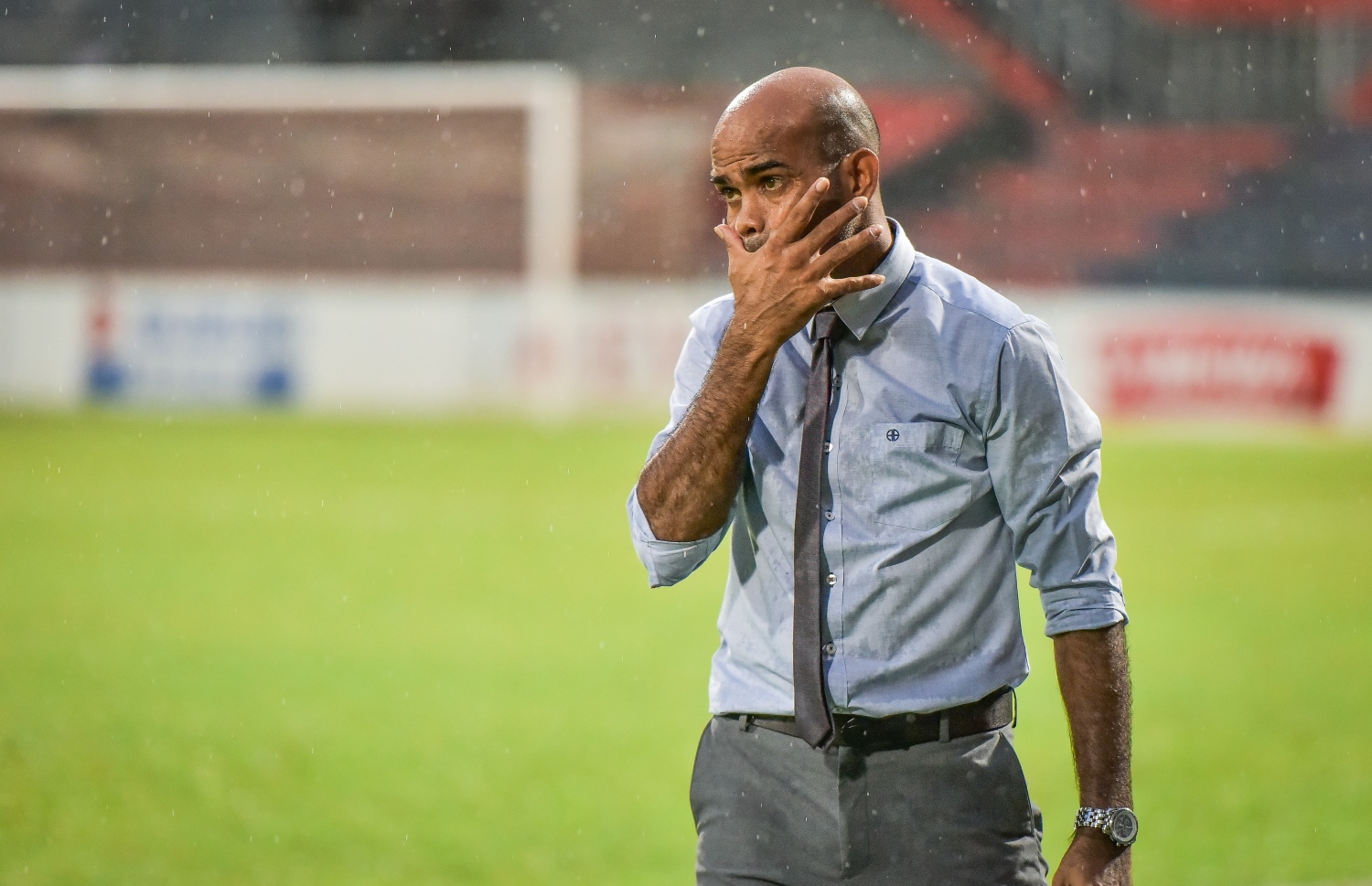 ޓީސީގެ ކޯޗު މުހައްމަދު ނިޒާމް (ނިޒާމްބެ). -- ފޮޓޯ: ނިޝާން އަލީ/ މިހާރު