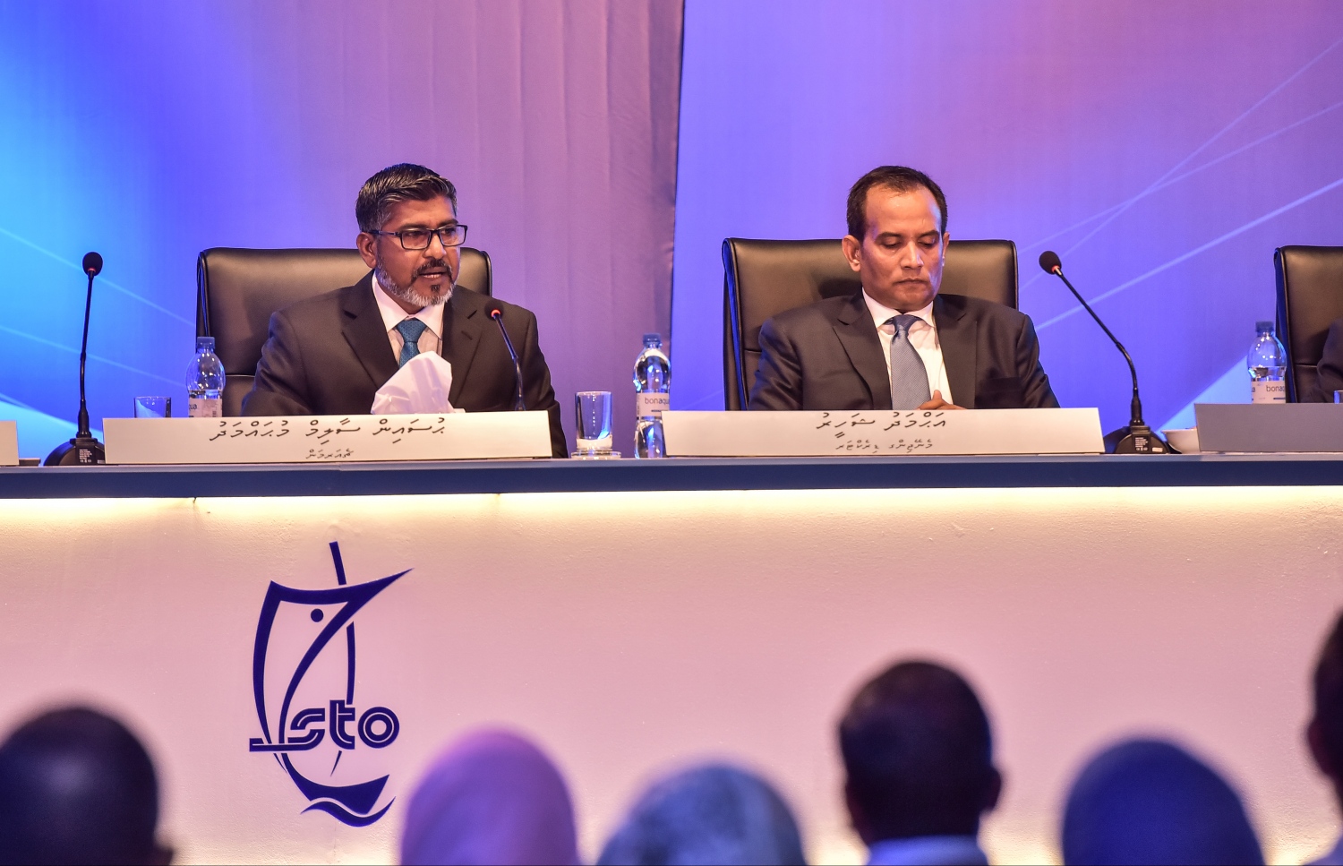 އެސްޓީއޯ އިން މިރޭ ބޭއްވި އެ ކުންފުނީގެ 2016 ވަނަ އަހަރުގެ އަހަރީ އާއްމު ޖަލްސާގައި ޗެއާމަން ސާލިމް ވާހަކަދައްކަވަނީ. ފޮޓޯ: ނިޝާން އަލީ /މިހާރު