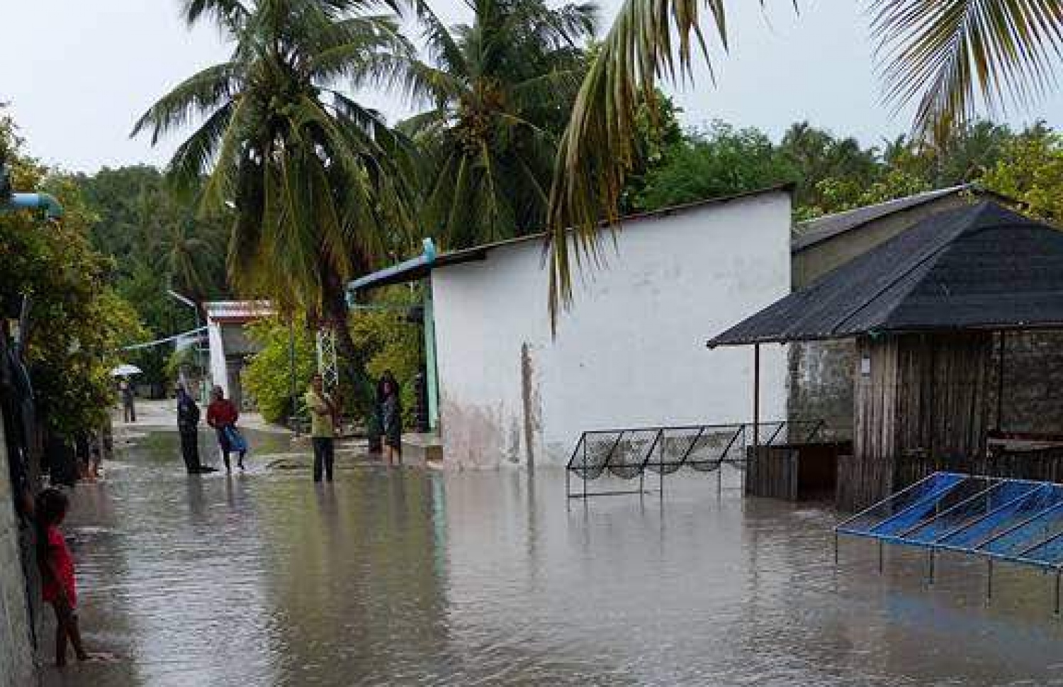 ބޯކޮށް ވާރޭ ވެހުމުގެ ސަބަބުން އުލިގަމުގައި ފެންބޮޑުވެފައި. -- ފޮޓޯ: ސޯޝަލް މީޑިއާ