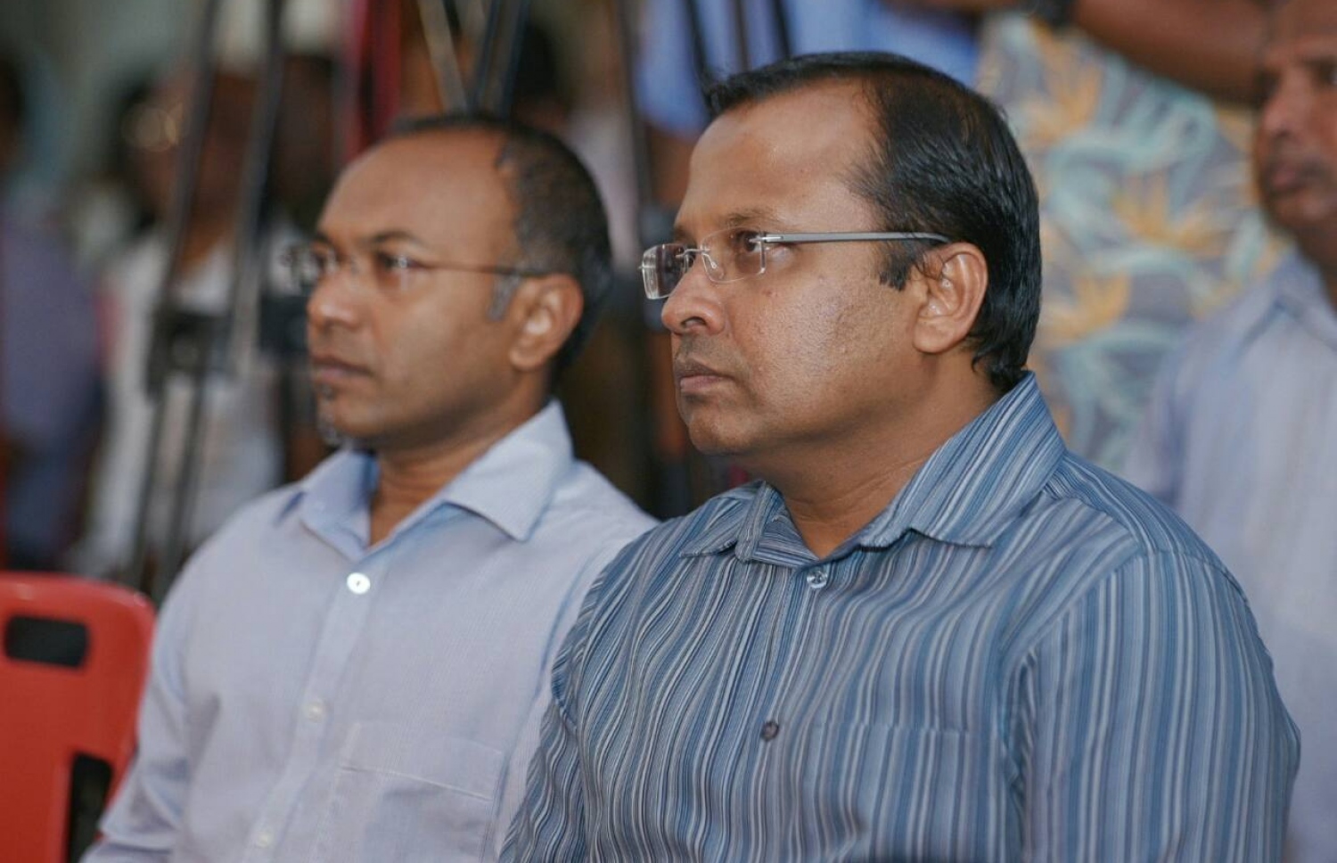 މ. ކުނޫޒުގައި ރޭ ބޭއްވި ޖަލްސާގައި ރިޔާޒް (ކ) ބައިވެރިވެވަޑައިގަންނަވަނީ. - ފޮޓޯ: މިހާރު/ ހުސެއިން ވަހީދު