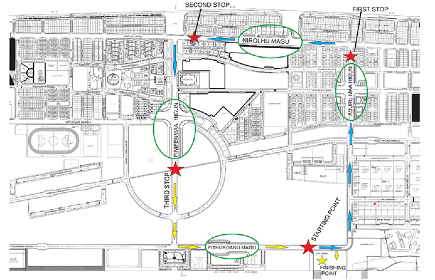 ޝަރަފުގެ ހިިނގާލުމުގައި އެމްއެންޑިއެފްގެ ލަޝްކަރު ހުއްޓުމަށް ހަމަޖެހިފައިވާ ތަންތަން ރަތް ކުލައިން ފާހަގަ ކޮށްފައި.-- ފޮޓޯ/އެމްއެންޑީއެފް ވެބްސައިޓް