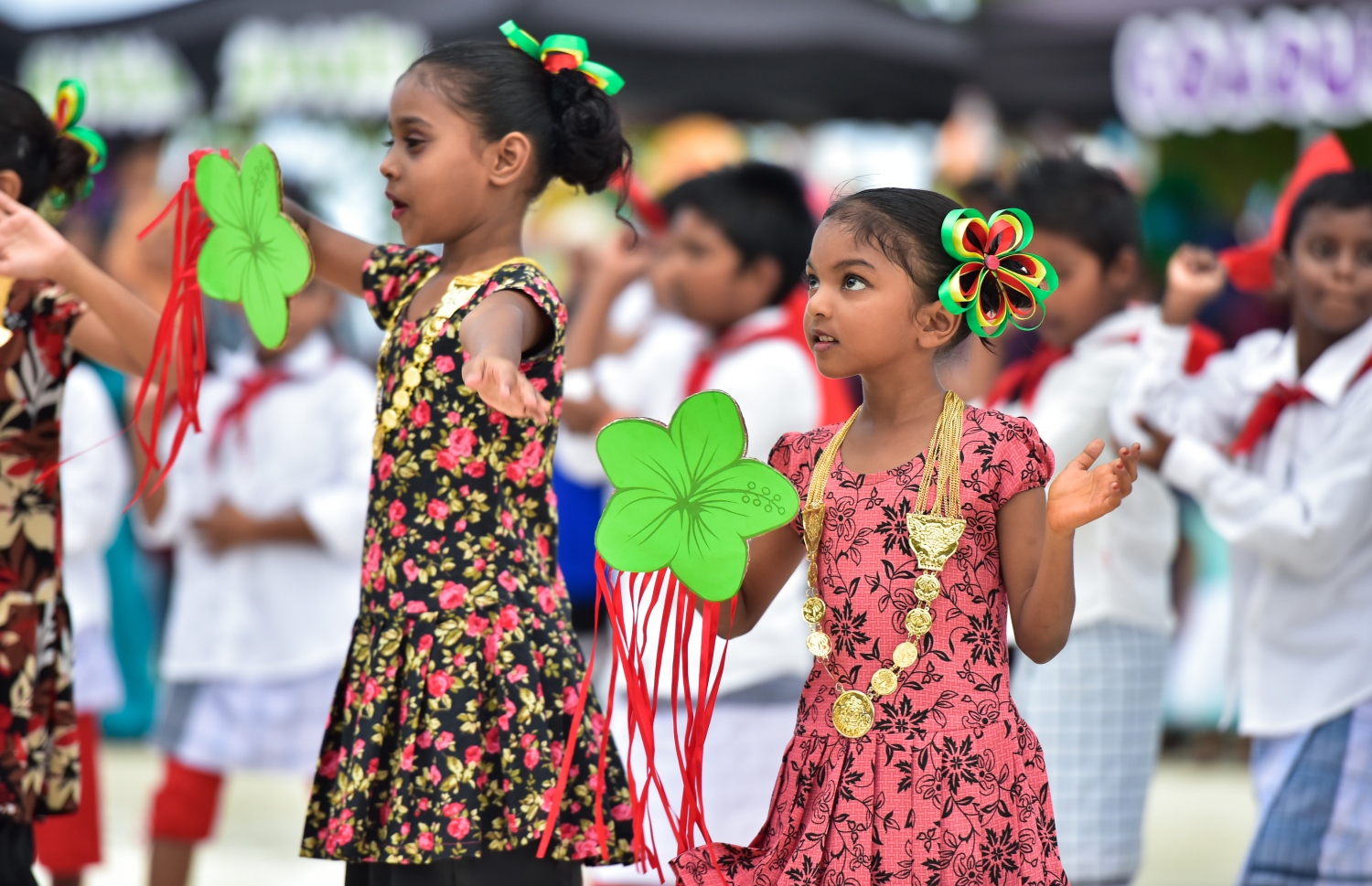 ކ. މާފުށި: ނޮވެމްބަރު 4، 2017- މިހާރު އެވޯޑްސްގެ ފަރާތުން އިންތިޒާމް ކުރި ސްޕޯޓްސް ސްޓާސް ފިއެސްޓާގައި މާފުށީ ސްކޫލުގެ ބައެއް ކުދިން މުނިފޫހިފިލުވުމުގެ ހަރަކާތެއް ހުށަހަޅައިދެނީ.---މިހާރު ފޮޓޯ