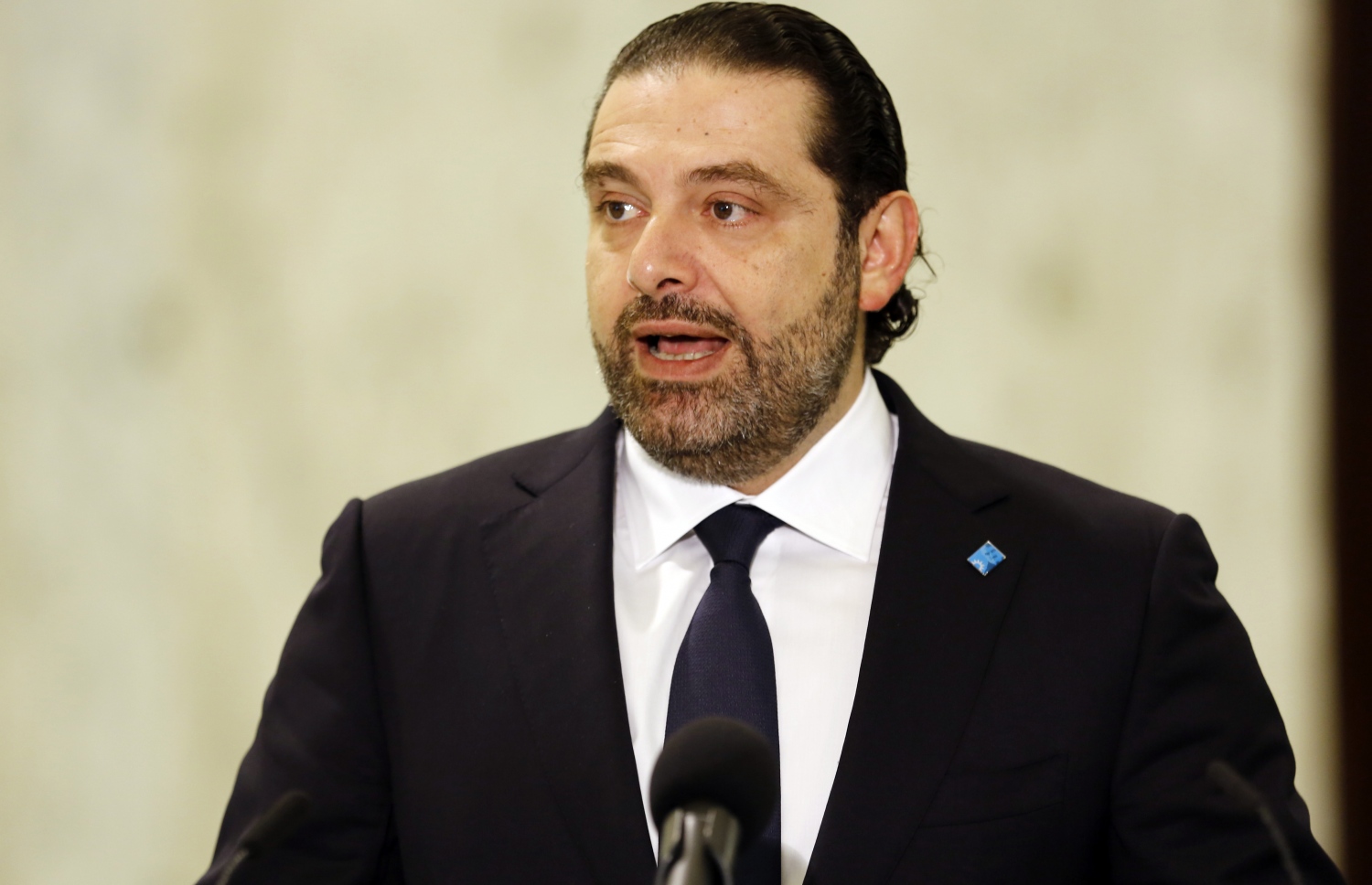 ލުބުނާނުގެ ބޮޑު ވަޒީރުކަމުން އިސްތިއުފާ ދެއްވި ސައުދުލް ހަރީރީ. --ފޮޓޯ:އޭއެފްޕީ