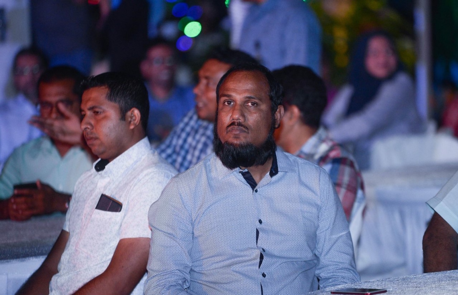 ހުޅުމާލެ: ޖެނުއަރީ 3، 2018- ސޮދަގާތު ފައުންޑޭޝަނުން އިންތިޒާމްކޮށްގެން ބޭއްވި މިދިޔަ އަހަރުގެ ހިތާނީ ފެސްޓިވަލް ނިންމުމުގެ ހަފުލާގައި، އެމްޑީއޭގެ ނައިބު ލީޑަރު ކެނދިކުޅުދޫ ދާއިރާގެ މެމްބަރު އަލީ މައުރޫފް ބައިވެރިވެވަޑައިގަންނަވަނީ.---ފޮޓޯ: އެމްޑީއޭ