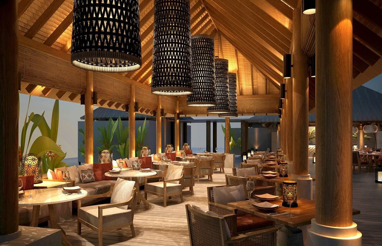 ބ. ވައްކަރުގައި ހެދި ރިސޯޓުގެ ރެސްޓޯރަންޓެއް: އެ ރިސޯޓުގައި ތަފާތު އެކި ވައްތަރުގެ ކެއުންތައް ލިބޭ ހަތަރު ރެސްޓޯރަންޓް ހުރޭ. ފޮޓޯ: ވައްކަރު