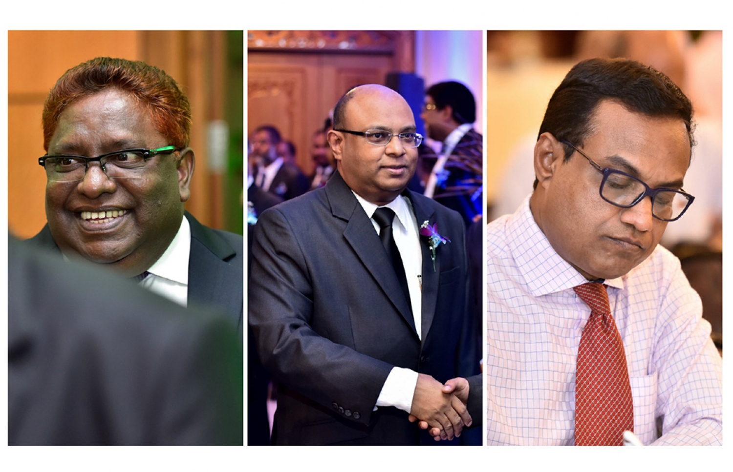 (ކ-ވ) ޗީފް ޖުޑީޝަލް އެޑްމިނިސްޓްރޭޓަރު ހަސަން ސައީދު، އުއްތަމަ ފަނޑިޔާރު އަބްދުﷲ ސައީދު އަދި ސުޕްރީމް ކޯޓުގެ ފަނޑިޔާރު އަލީ ހަމީދު.---ފައިލް ފޮޓޯތައް: މިހާރު