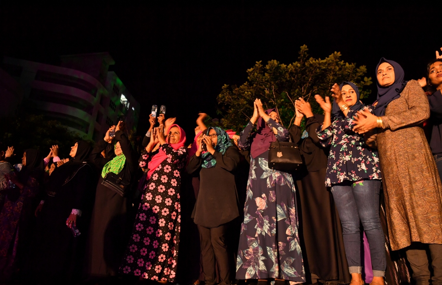 މާލެ: ފެބްރުއަރީ 7، 2018- ޕީޕީއެމްގެ އަންހެނުން އިސް ނަގަގައިގެން ބޭއްވި ޖަލްސާގައި، ރައީސް ޔާމީނަށް ތާއީދު އޮތްކަން ހާމަކޮށް އަތް ނަގަނީ: "ގައުމަށްޓަކައި އަންހެނުން" ގެ ނަމުގައި ބޭއްވި ޖަލްސާއަށް ބޮޑު ތަރުހީބެއް ލިބުނު.---ފޮޓޯ: ރައީސް އޮފީސް