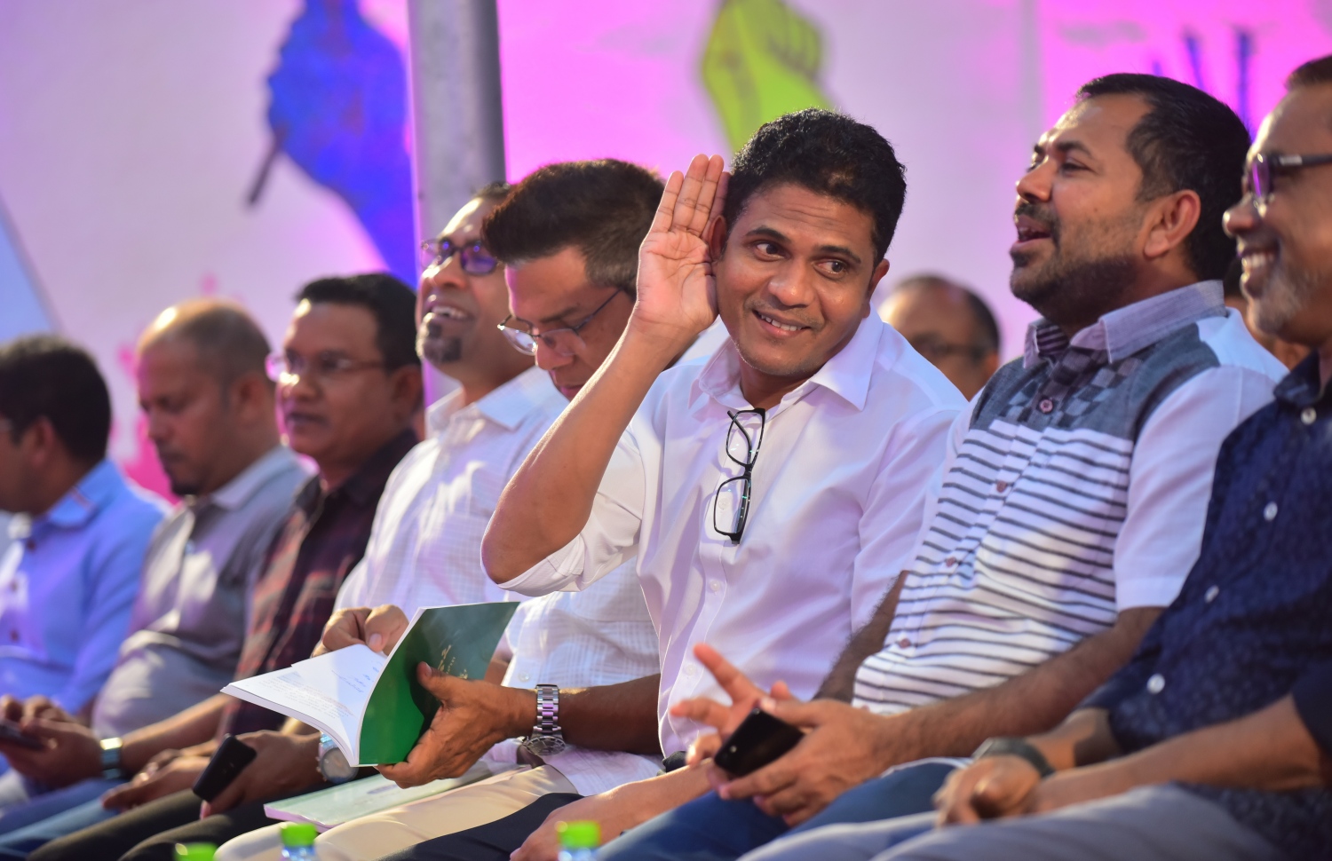 ޕީޕީއެމްގެ "ރުމާލު 2" ގައި ބޭއްވި ޖަލްސާގައި ނިހާން(ކ-3) ބައިވެރިވެ ވަޑައިގަންނަވަނީ.-- ފޮޓޯ: ހުސެން ވަހީދު /މިހާރު