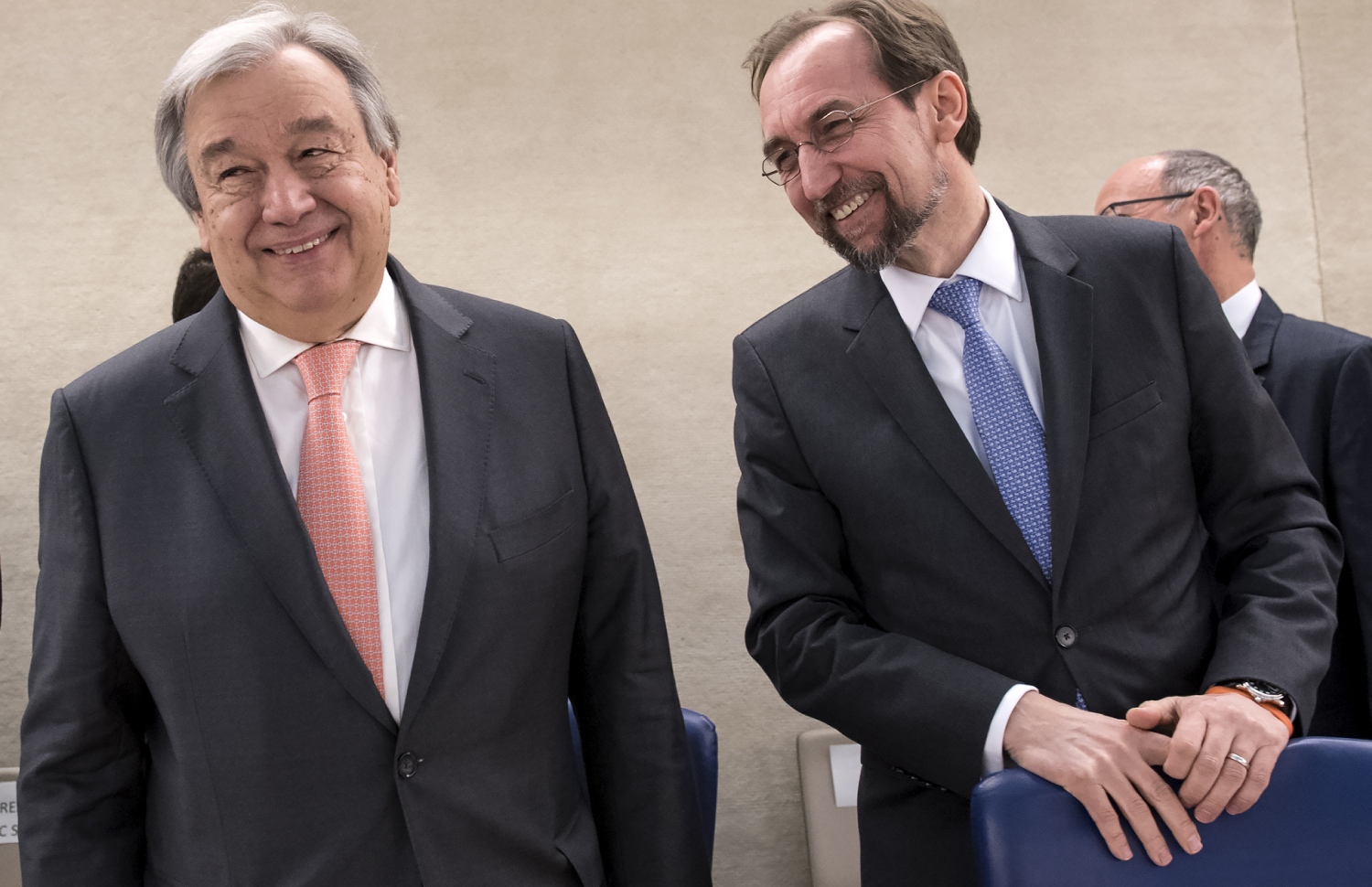 އދ.ގެ ހިއުމަން ރައިޓްސް ކައުންސިލްގެ ބައްދަލުވުމުގައި އދ.ގެ ސެކްރެޓަރީ ޖެނެރަލް ގުޓަރޭޒް އާއި ހިއުމަން ރައިޓްސް ކޮމިޝަނާ ޒައިދު. --ފޮޓޯ:އޭއެފްޕީ