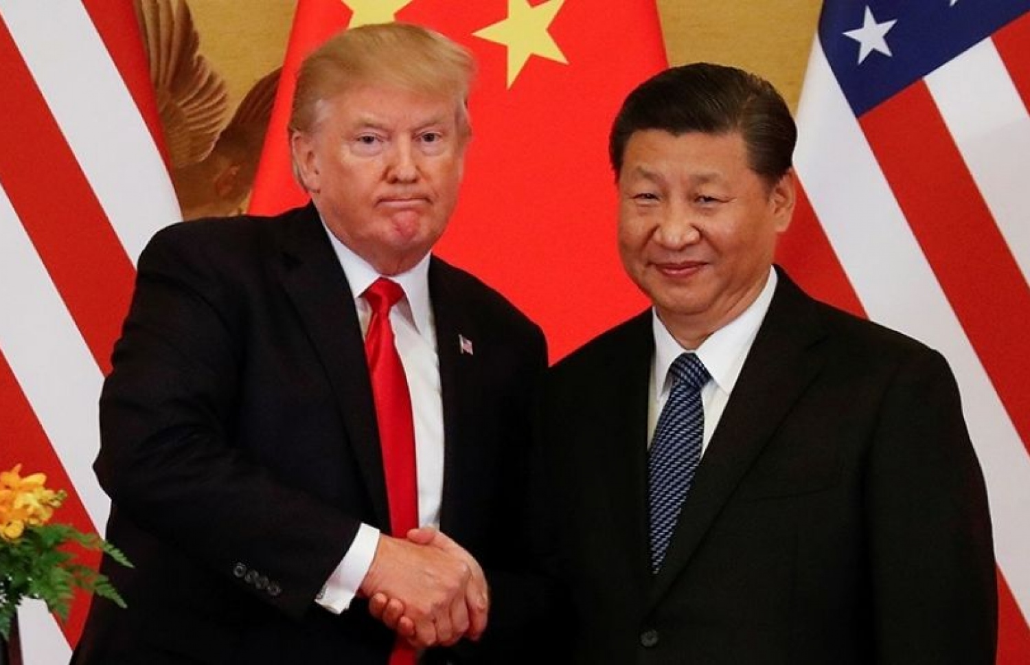 ޓްރަމްޕް ޗައިނާގެ ރައީސް ޝީ ޖިންޕިންއާ އެކު.