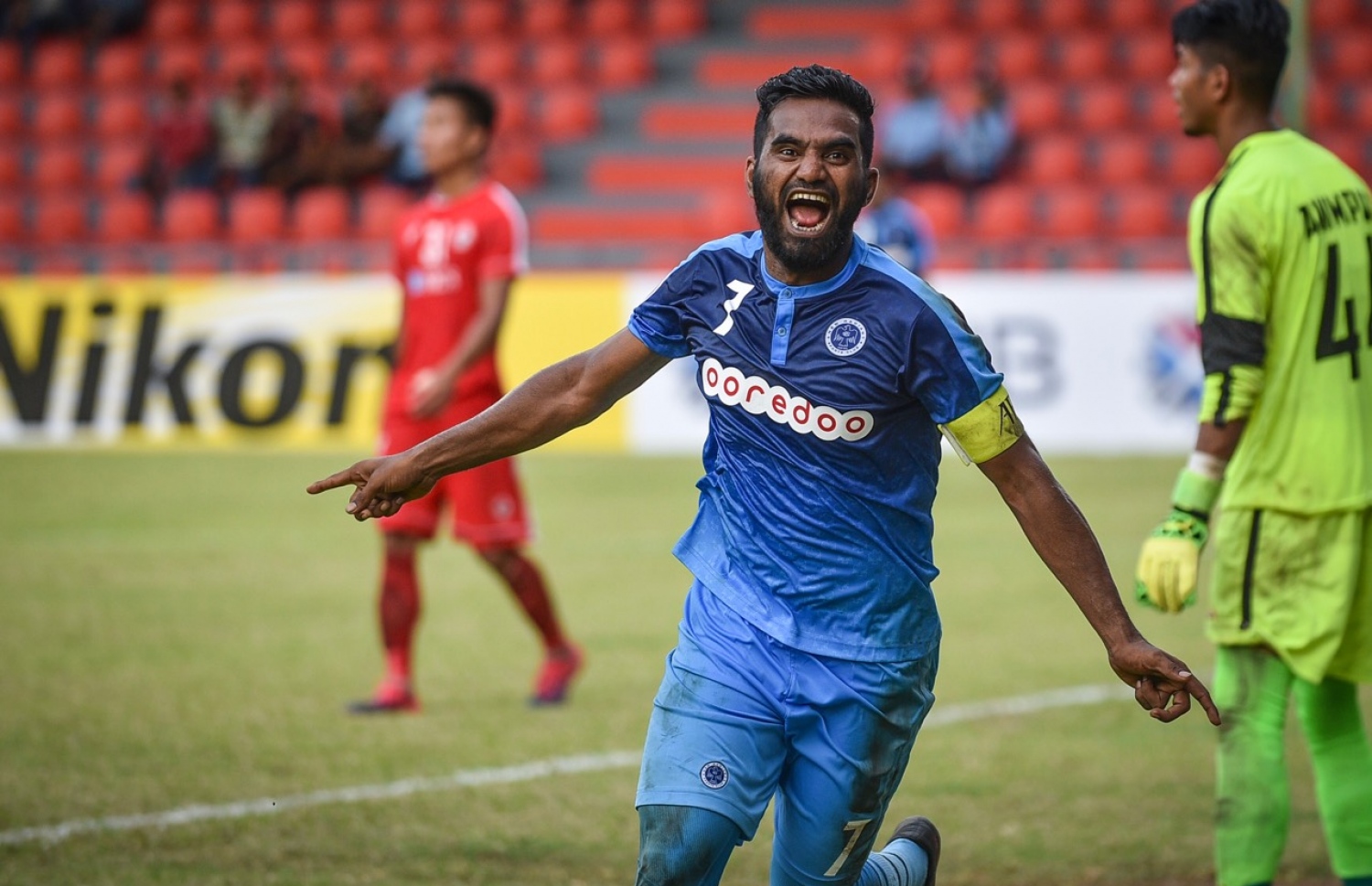 ދަގަނޑޭ އޭއެފްސީ ކަޕުގައި ނިއު އަށް ލަނޑު ޖަހައިދިނުމަށް ފަހު އުފާފާޅުކުރަނީ: ކްލަބް ލެވެލްގައި އޭނާ އެންމެ ގިނަ ގޯލް ޖަހައިދިނީ އެ ޓީމަށް. --ފޮޓޯ: ނިޝާން އަލީ/ މިހާރު