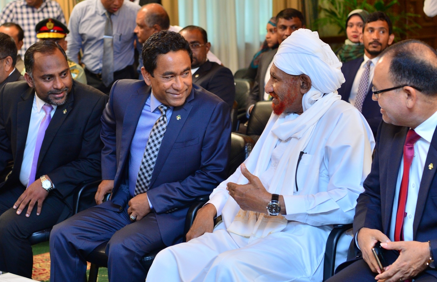 އިންޓަނޭޝަނަލް މޮޑެރޭޝަން ފޯރަމްގެ ރައީސްއާ، ރައީސް ޔާމީން މިއަދު ވާހަކަ ދައްކަވަނީ. --ފޮޓޯ/ރައީސް އޮފީސް