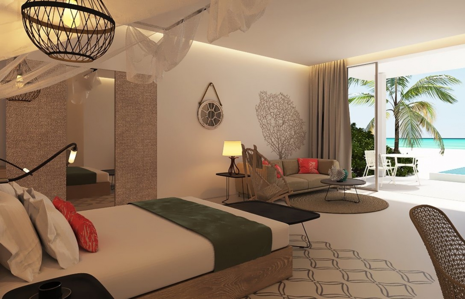 ދ. އަލުވިފުށީގައި ސަން އަކުއާ އިރުވެލީގެ ނަމުގައި ހަދާ ރިސޯޓުގެ ވިލާއެއް: މިތަނުގެ ކޮންމެ ވިލާއެއްގައި ޕްރައިވެޓް ޕޫލެއް އޮވޭ. ފޮޓޯ: ސަން ސިޔާމް