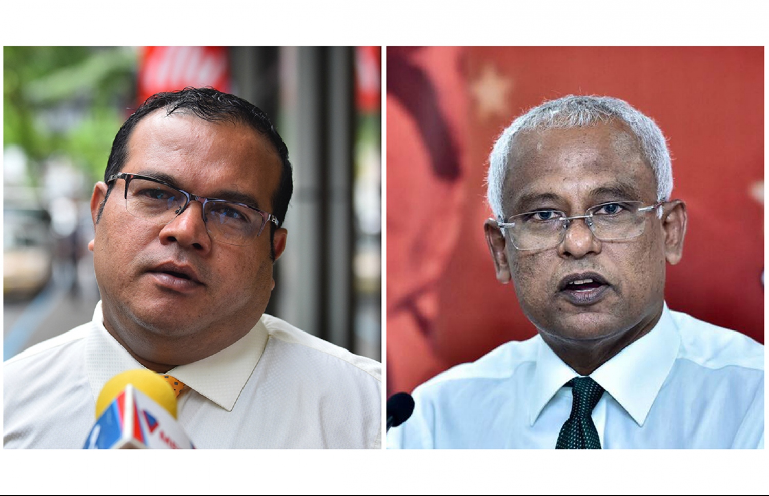 ރައީސް އިބްރާހިމް މުހައްމަދު ސޯލިހާއި އެމްޑީޕީގެ ޕާލަމެންޓްރީ ގްރޫޕްގެ ލީޑަރު އަސްލަމް. --- ފޮޓޯ: މިހާރު