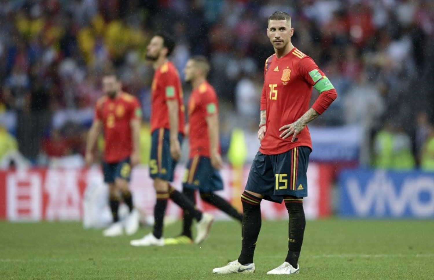 މޮސްކޯ: ޖުލައި 1، 2018: ވޯލްޑް ކަޕް ފުޓްބޯޅަ މުބާރާތުގައި ސްޕެއިން އާ ރަޝިއާ ކުޅުނު މެޗުގެ ތެރެއިން: ޕެނަލްޓީ ޖަހައިގެން 4-3 އިން 2010 ވަނަ އަހަރުގެ ޗެމްޕިއަން ސްޕެއިން ބަލިކޮށް ދުނިޔެ ހައިރާންކޮށްލުމަށް ފަހު ރަޝިއާ މުބާރާތުގެ ކުއާޓާ ފައިނަލުން ވަނީ ފުރުސަތު ހޯދައިފައި.-- ފޮޓޯ: އޭއެފްޕީ