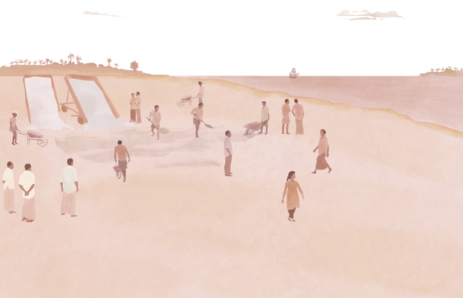 މި ކުރެހުމުން ދައްކައިދެނީ 1968 ގައި ގާދު އާއި ހުޅުލެ އެއްކޮށްލަން ވެލި އަޅައިގެން ދިވެހިން ކުރި މަސައްކަތް.